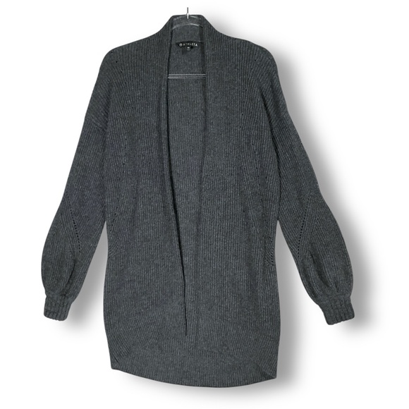Athleta Lucca Cardigan Sweater Sz XS Cashmere Wool Blend Charcoal Gray Long Open - Picture 1 of 12